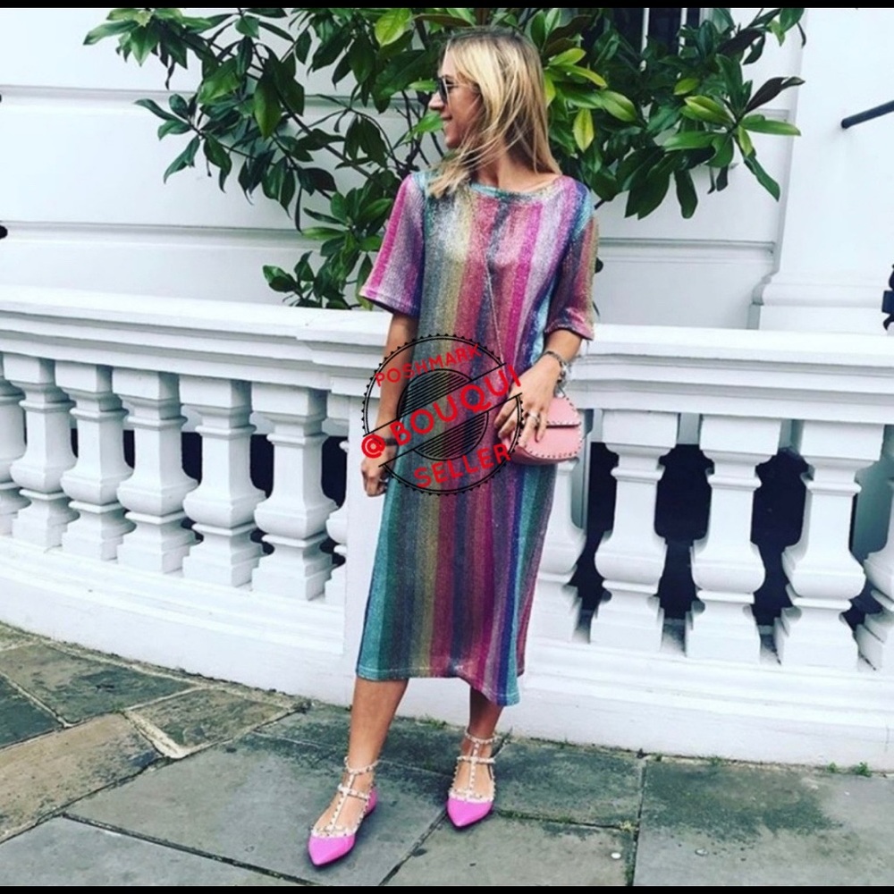 BLOGGERS FAV ZARA RAINBOW SEQUINS DRESS - Picture 4 of 8